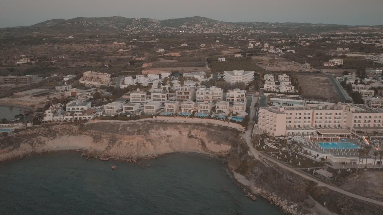 Hotel complex in Kissonerga, Cyprus. Shot on a drone.