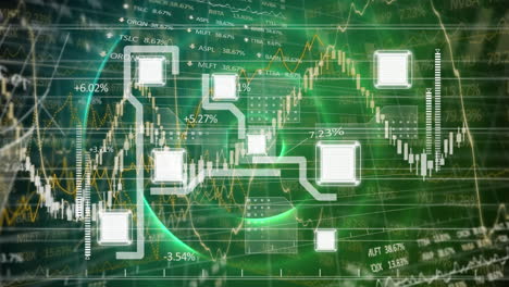animación del procesamiento de datos financieros con escaneo de alcance