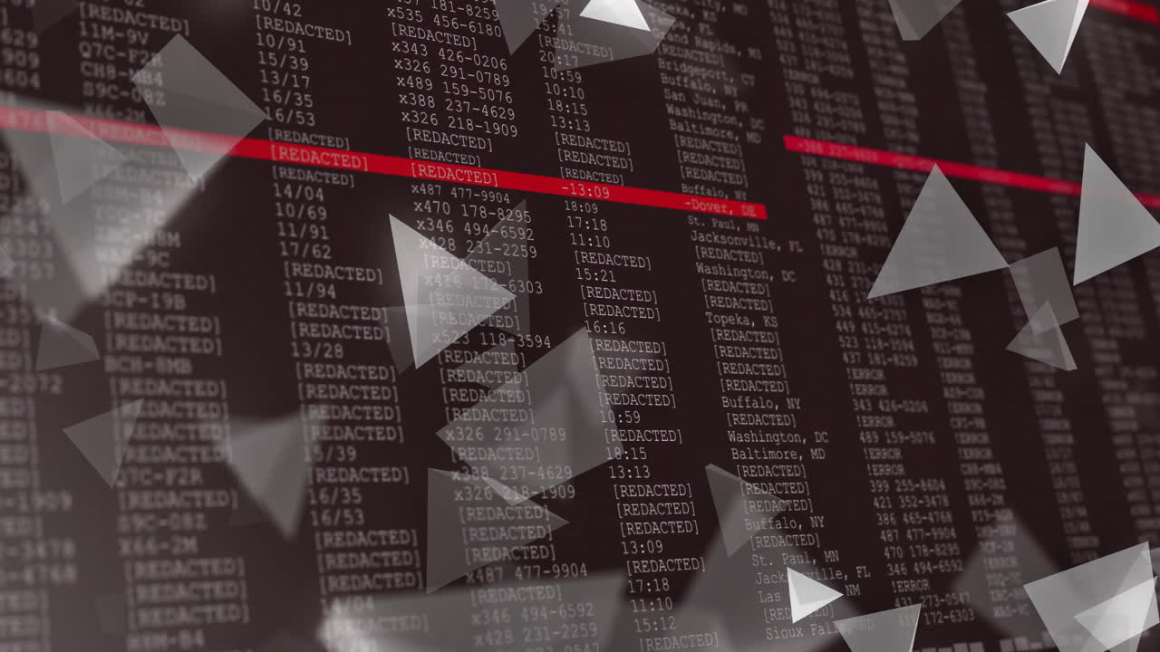 편집된 정보와 떠다니는 기하학적 모양에 대한 데이터 처리 애니메이션