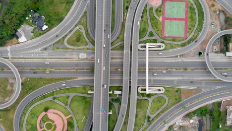 aerial view of highway interchange