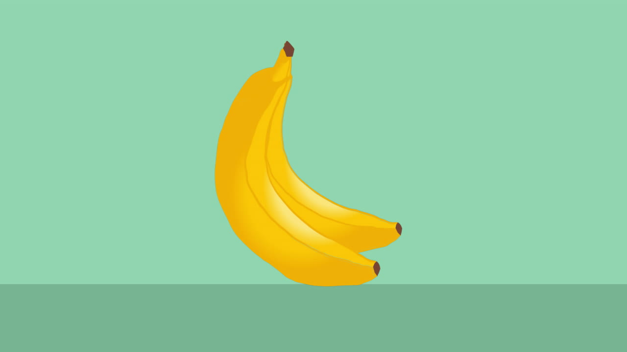 Animation of banana icon on green black background
