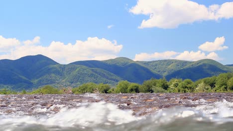 great landscape with fast mountain river water. beautiful nature background