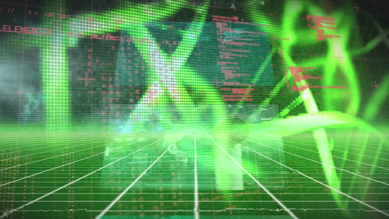 This video is a digitally generated video of a blinking shape against a green background