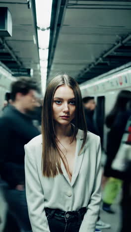 woman in a subway station