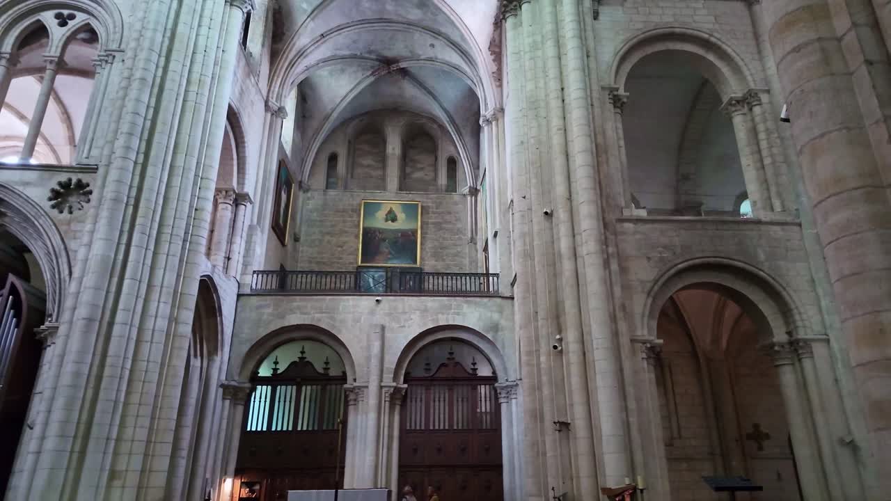 Inside view about the beautiful L'Abbaye-aux-Hommes abbey details, Caen, France.