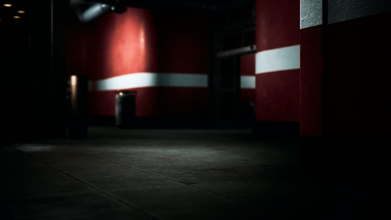 empty dark hospital laboratory corridor