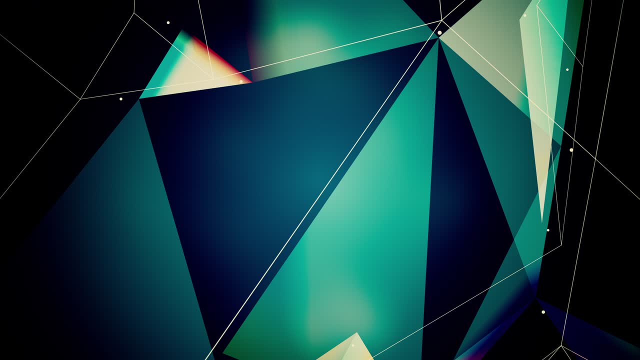 movimento geométrico abstrato gerado por computador de loop sem costura de movimentos geométricos abstratos de pontos, linhas e triângulos em movimento lento caótico de fundo.