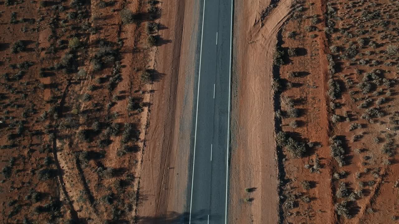 Flying over an outback Australian road