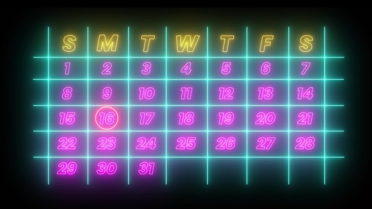 Calendario al neon