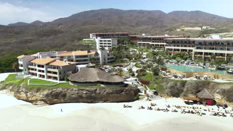 tropical resort hotel on the beach of puerto vallarta, mexico - aerial