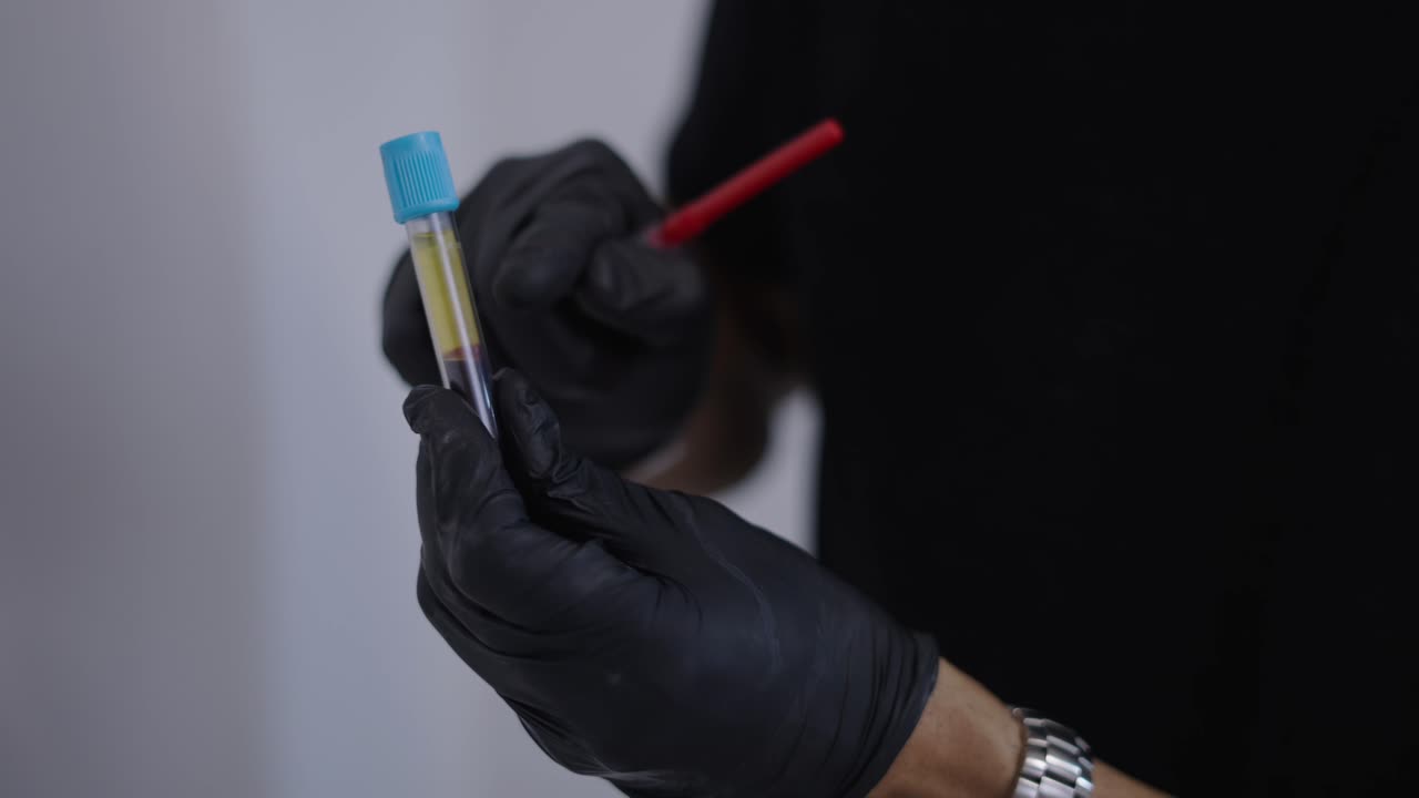 Medical Professional Handling Blood Sample with Syringe
