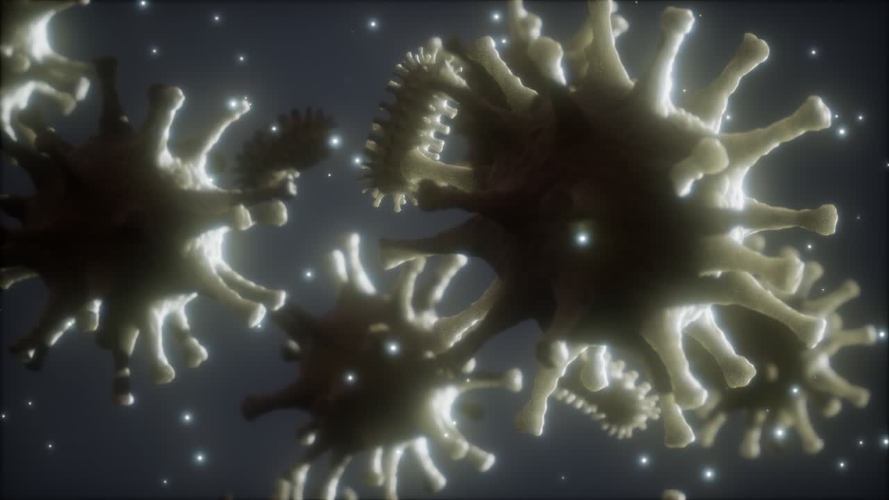 Bacteria virus or germs microorganism cells under microscope with depth