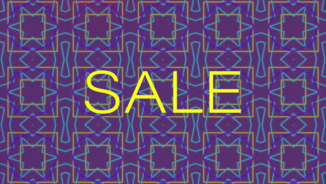 animación del texto de venta sobre formas sobre fondo púrpura