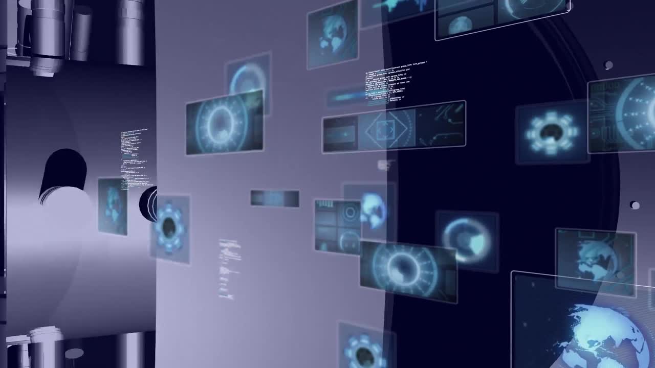 animación del procesamiento de datos con escaneo de alcance sobre la caja fuerte.