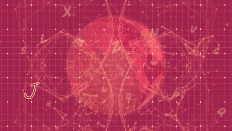 animation of network of connections on red background