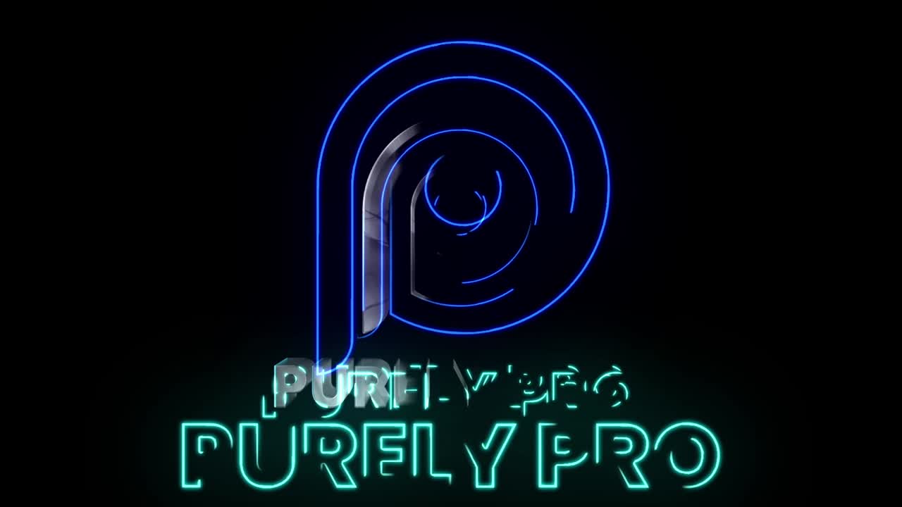 Rivelazione animata del logo al neon blu per Purely Pro