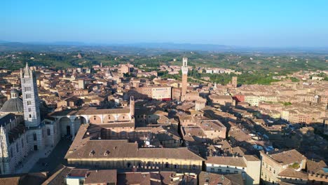 gorgeous aerial top view flight medieval town siena tuscany italy