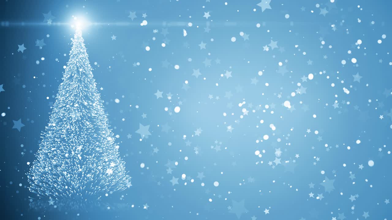 메리 크리스마스 카드: 가운 눈송이가 있는 크리스마스 트리