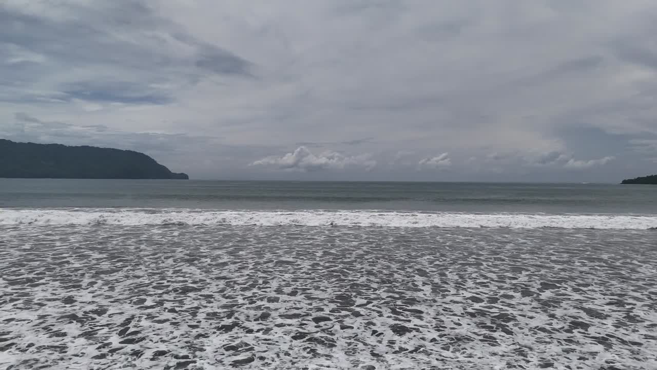Aerial footage of the beach, Tambor Beach, Puntarenas, Costa Rica
