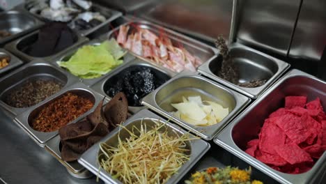 cuisine display of prepared ingredients