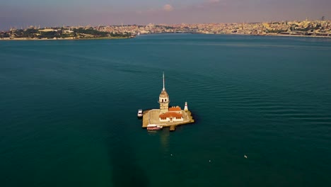 aerial view of maiden's tower also known as leander's tower from istanbul.