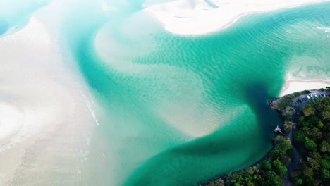 above view of noosa river sandbanks in sunshine coast, queensland, australia