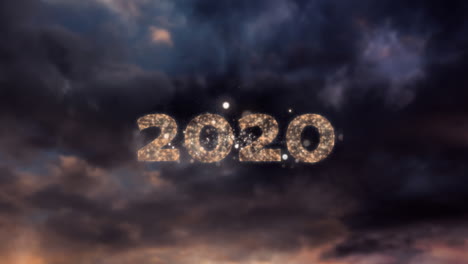 2020 written over fireworks