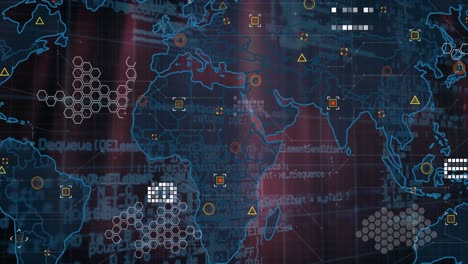 animation of world map over data processing