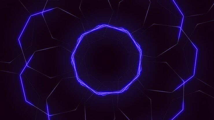 Glowing blue circular pattern on black background