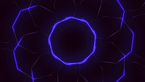 patrón circular azul brillante sobre un fondo negro