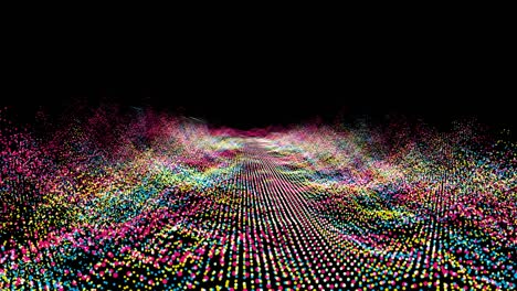 futuristic abstract red cyan yellow waveform ball oscillation, visualization wave technology digital surface