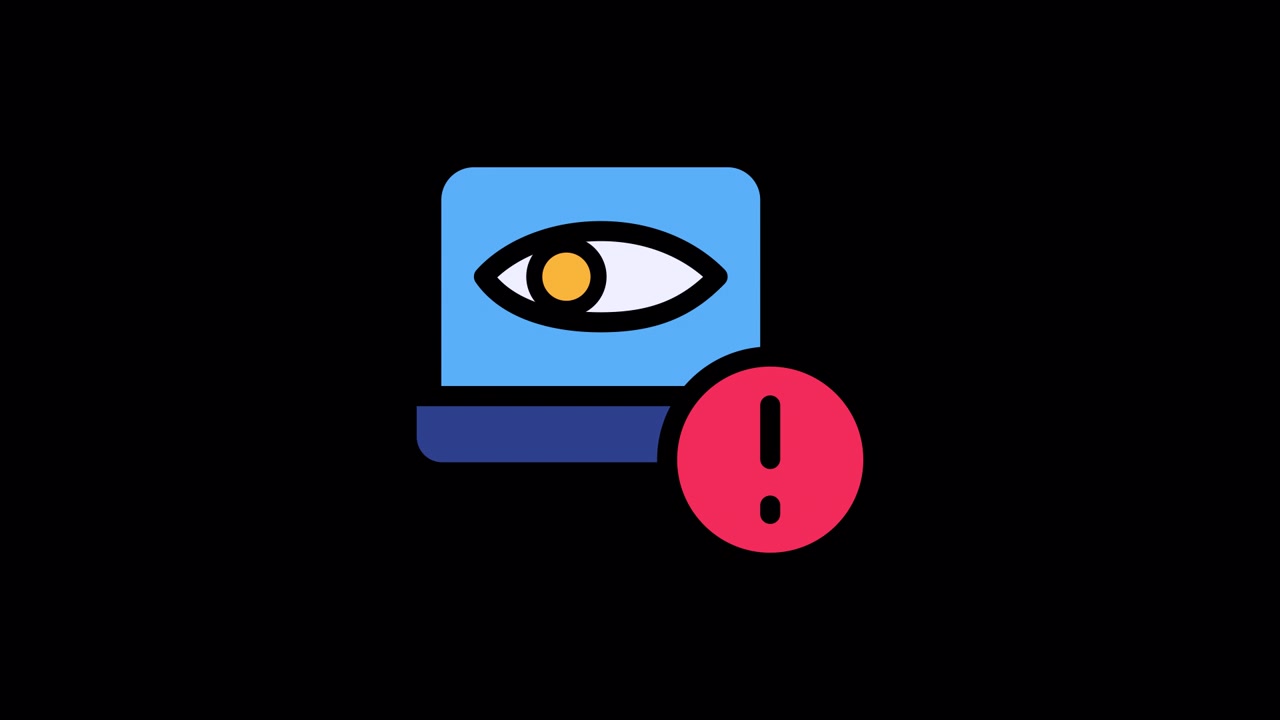 Animated Eye Icon with Warning Exclamation Mark