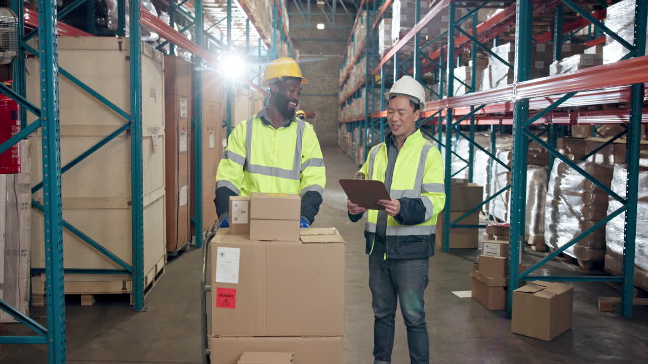 Magazijnmedewerkers inspecteren dozen