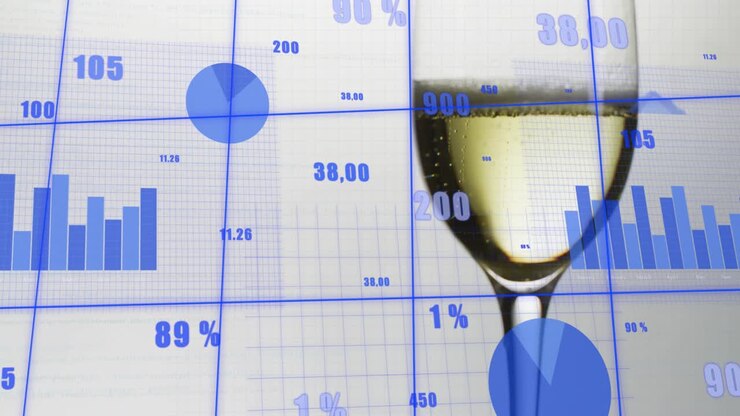 Numeriske overlejringer opdaterer søjlehøjder, og cirkeldiagramsegmenter skifter, mens bobler stiger og viser tendenser.