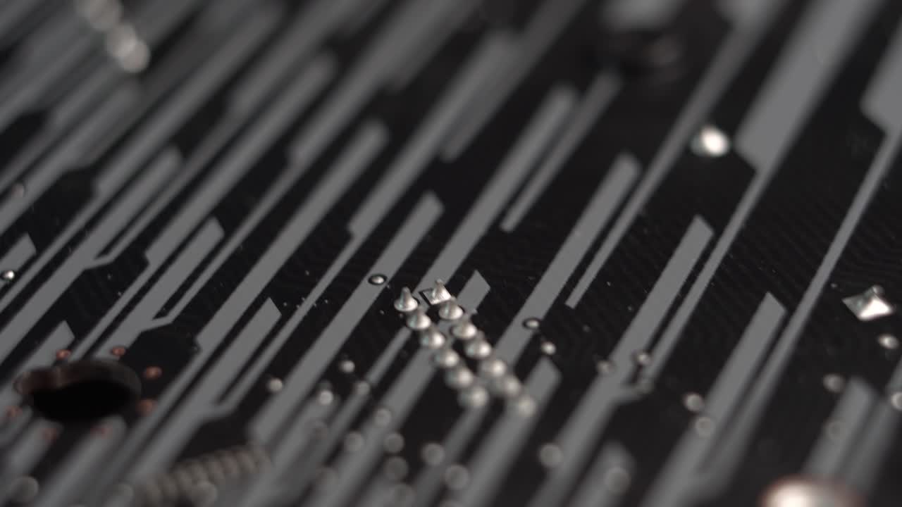 Solder on Computer Motherboard, Macro Close Up