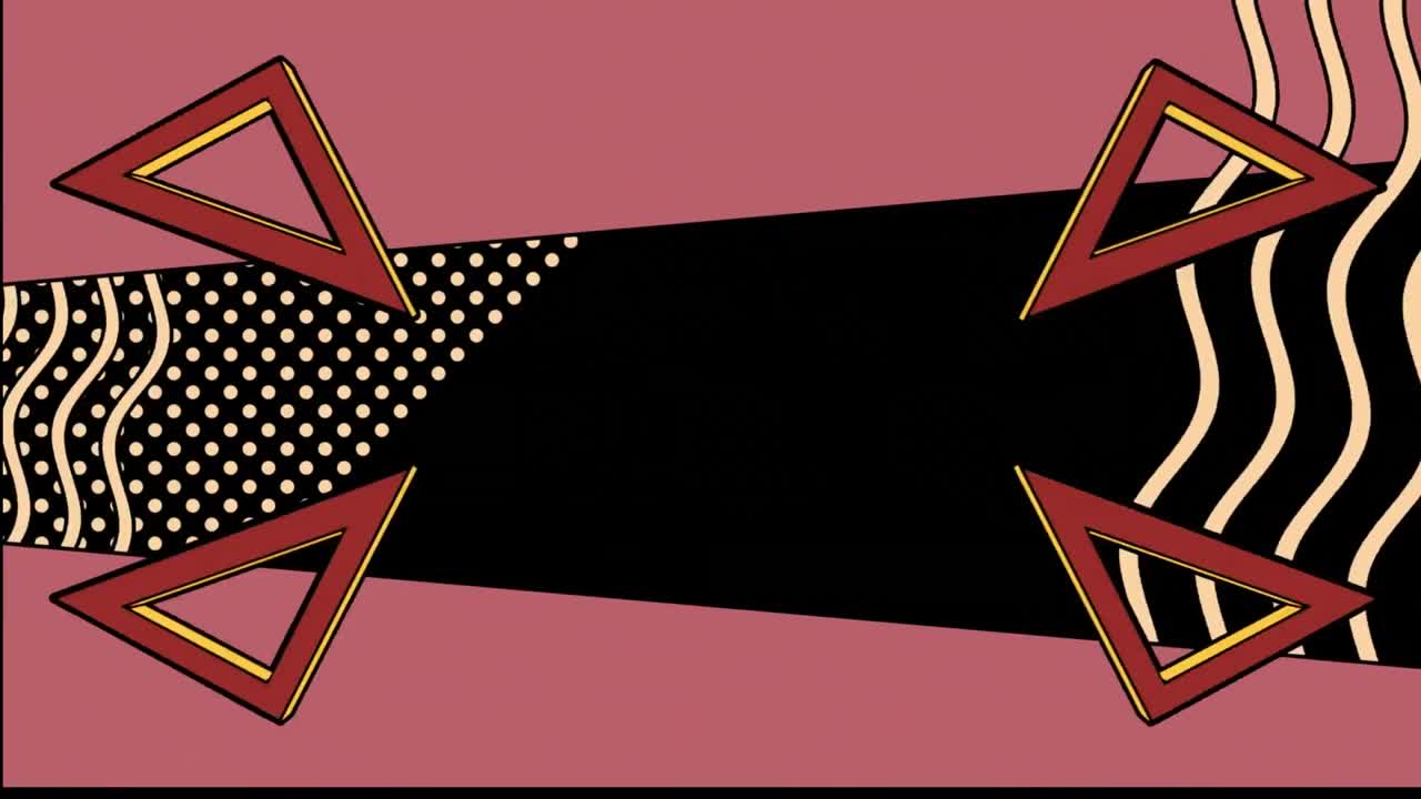 검은색 배경 위에 다채로운 기하학적 그래픽의 애니메이션