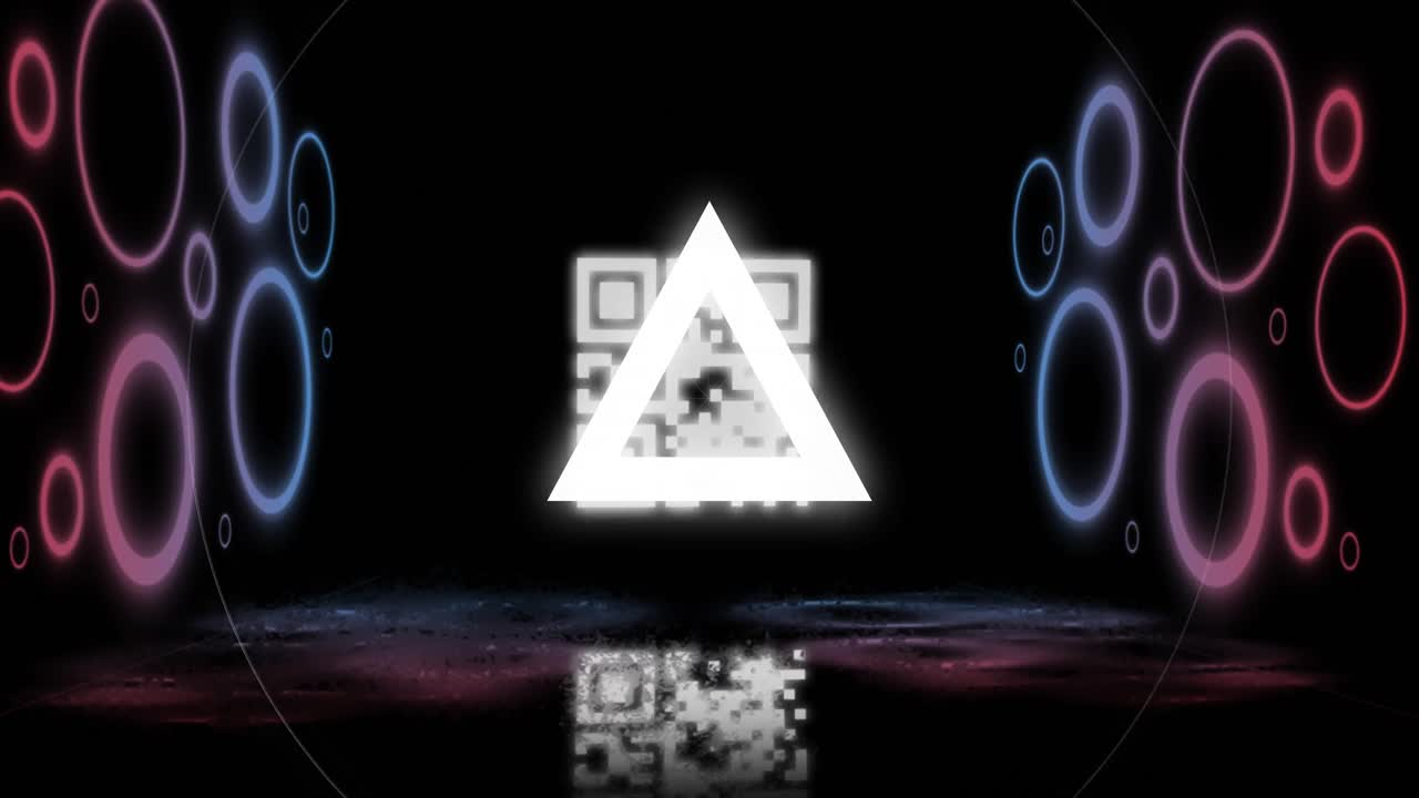 네온 원 위에 반 ⁇ 이는 qr 코드의 애니메이션