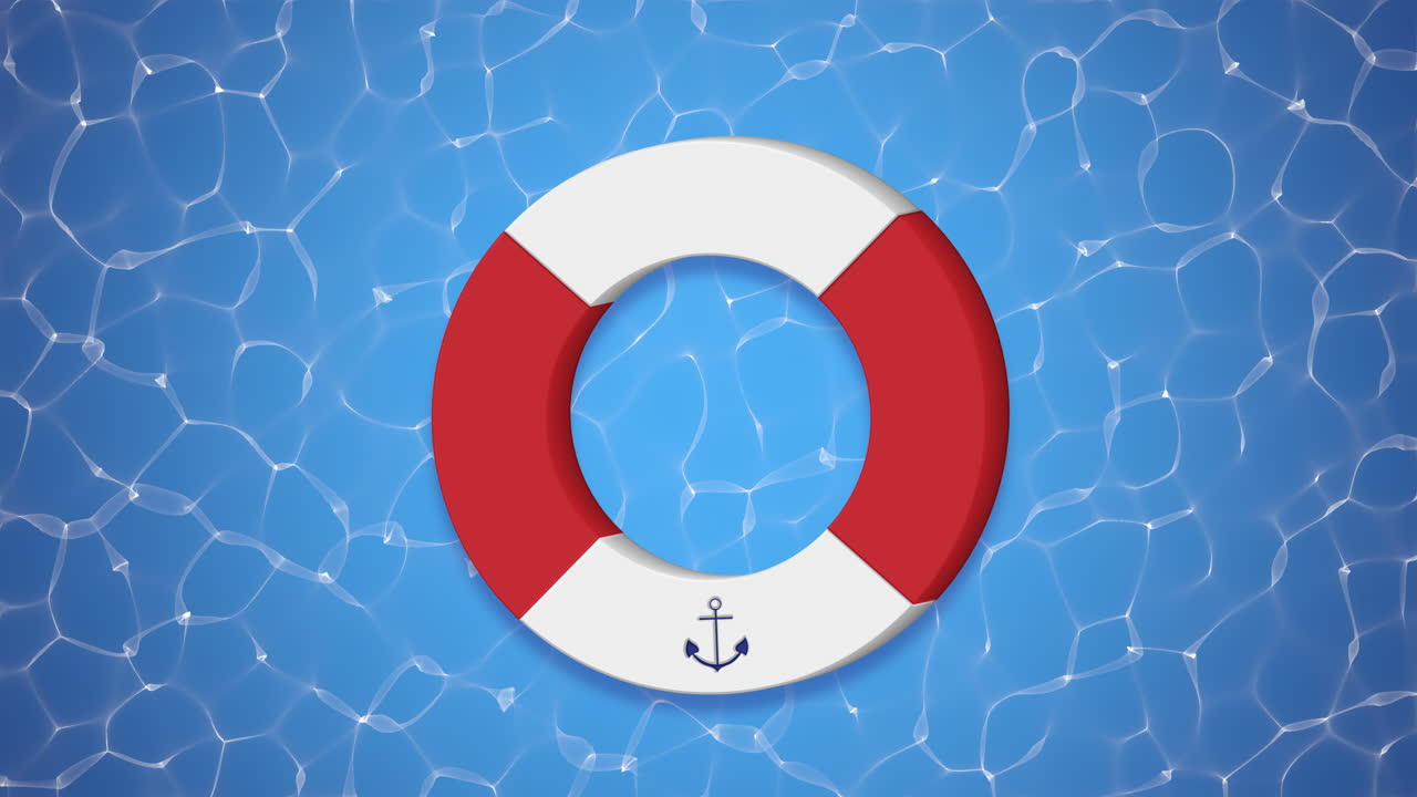 물웅덩이에 있는 구명부이와 갈매기