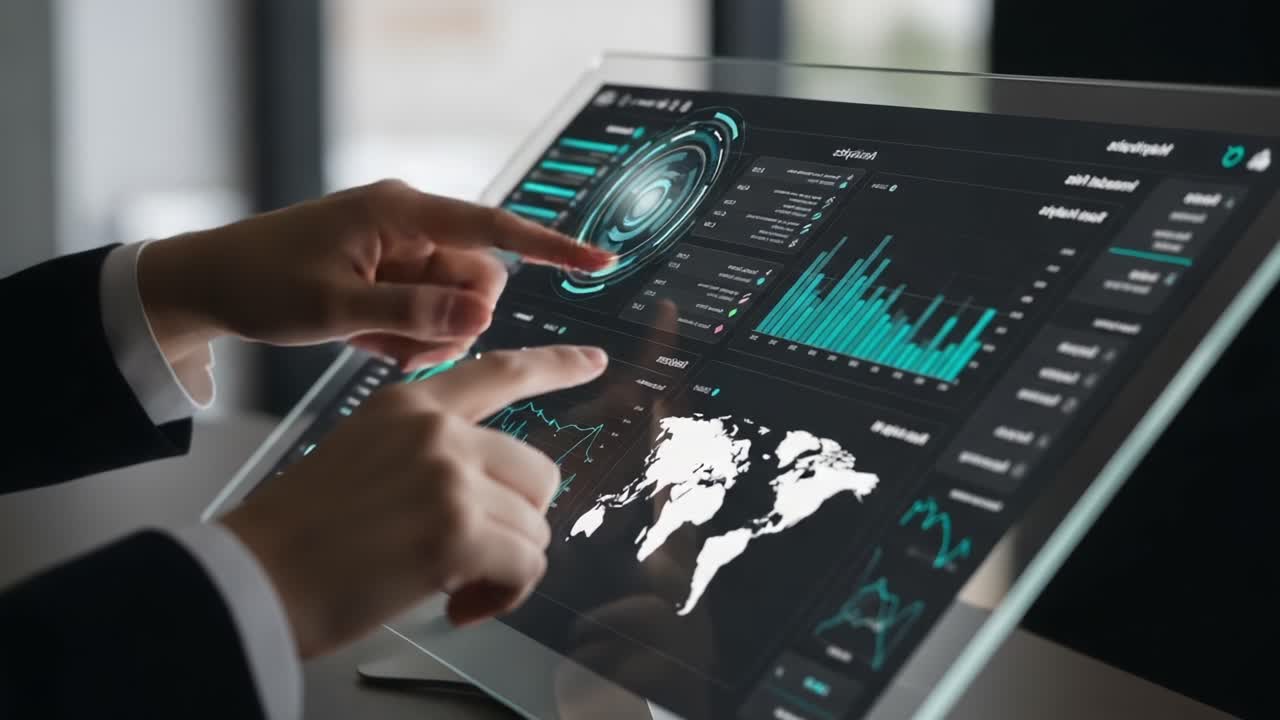 Interactive Data Visualization: Exploring Multiple Metrics and Analytics through Touch Interface on a Modern Digital Screen