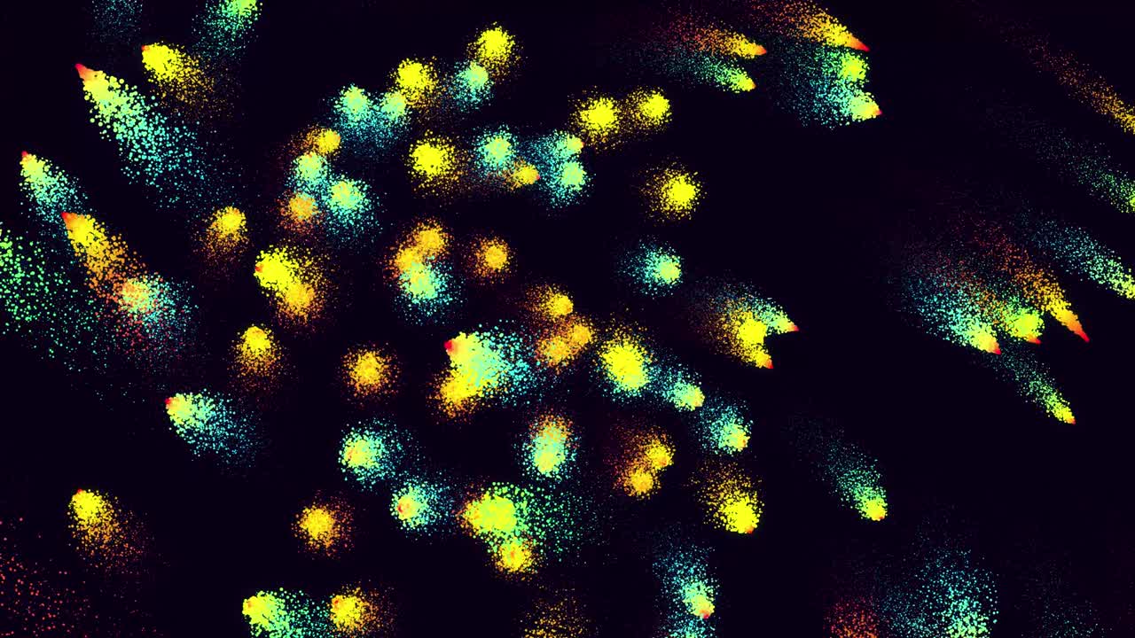 Magic particles form beatuful trails. Swirl structure. 3d render abstract colorful explosion with luma matte like alpha channel. Rainbow color explosion.