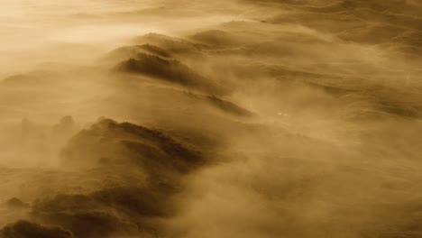 misty sunrise over dunes