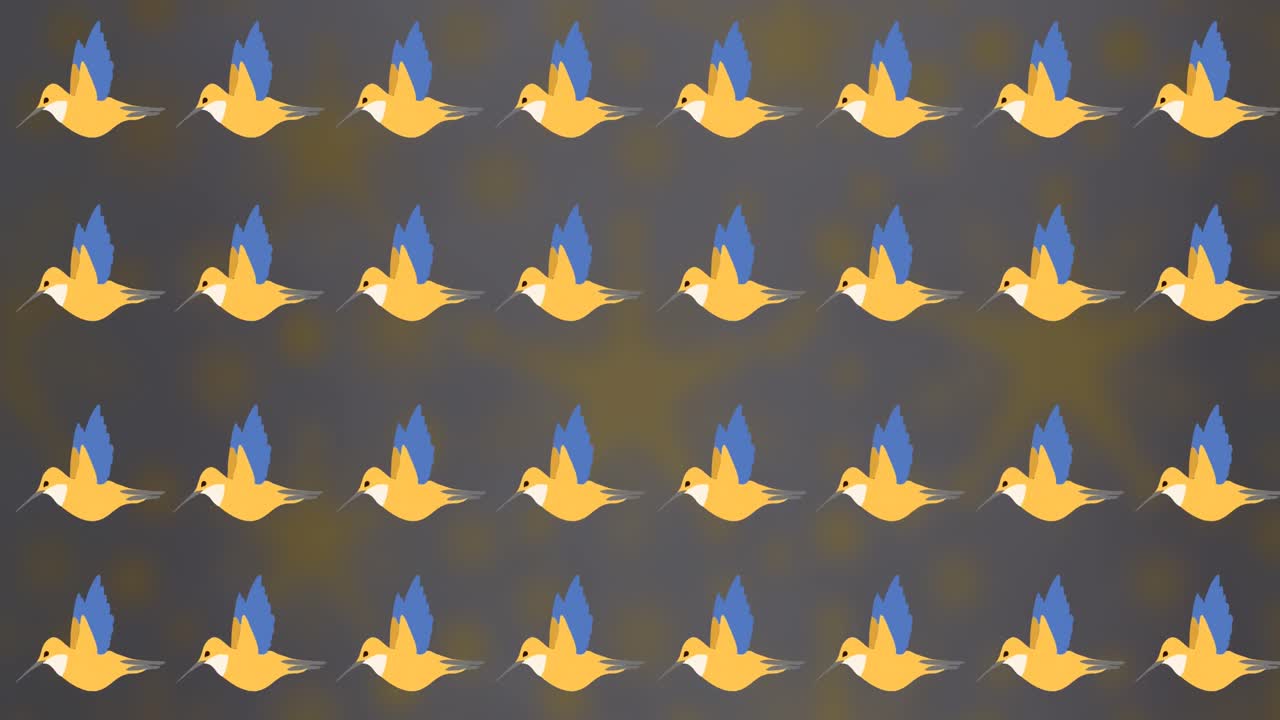 animación de un patrón de pájaros que se mueven sobre estrellas borrosas
