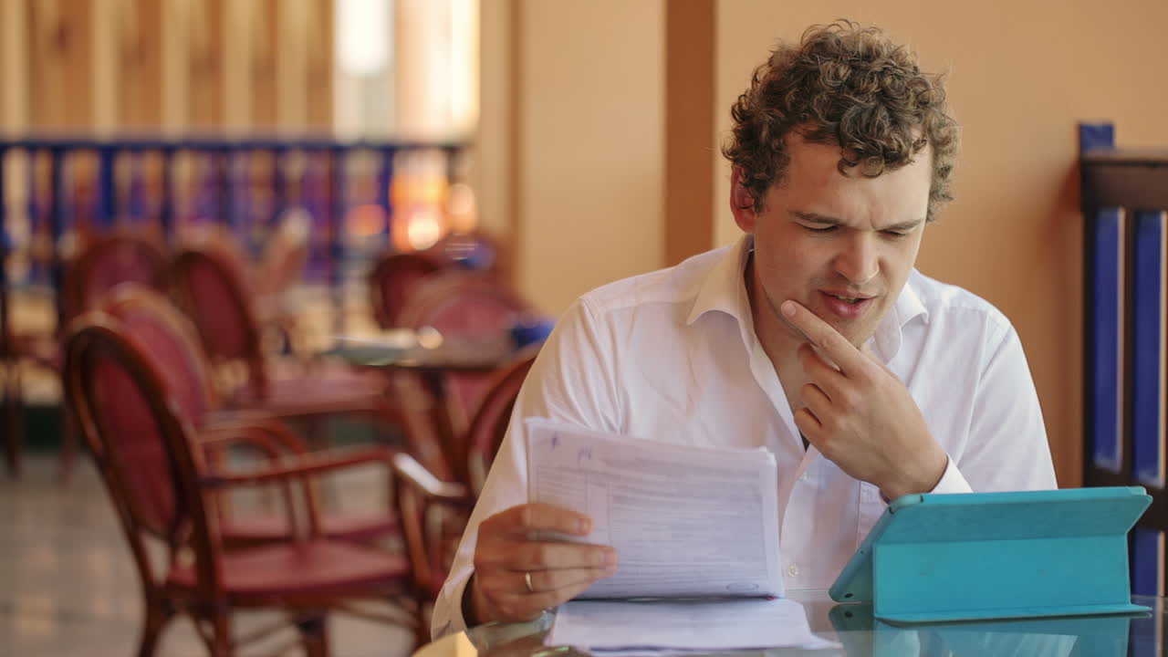 chat de video de negocios en el café