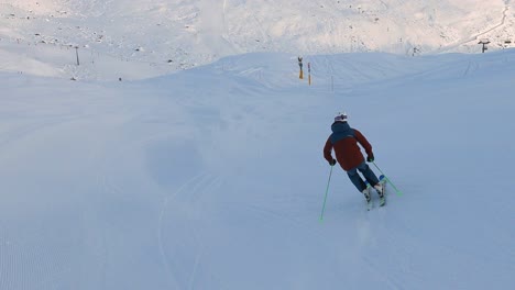 skiing in the mountains