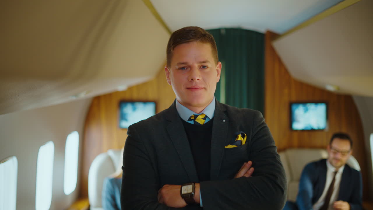 Businessman in private jet