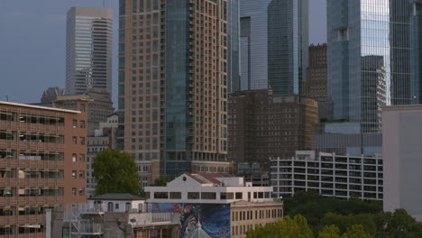 Crane-shot-revealing-skyscrapers-in-downtown-Houston