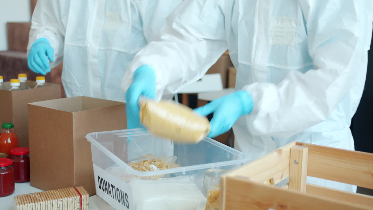 Volunteers Packing Food Donations