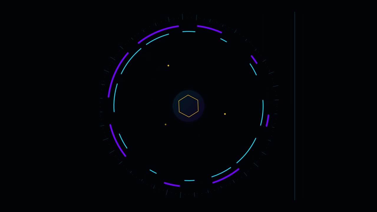 Futuristic Digital HUD Interface with Rotating Circular Elements