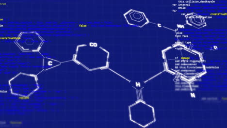 animación del diagrama de elementos sobre el procesamiento de datos en fondo azul
