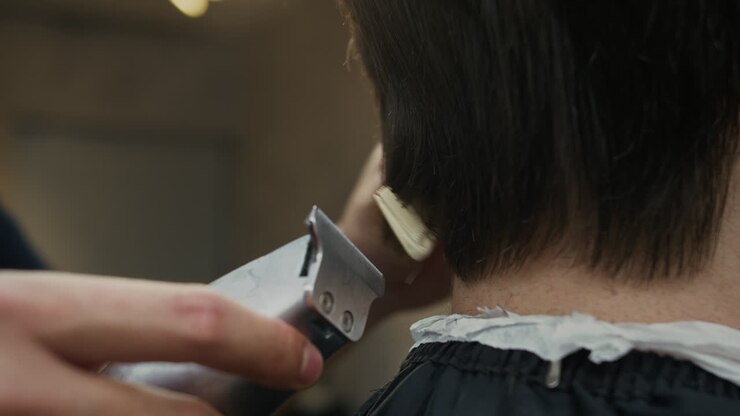 Taglio di capelli in corso
